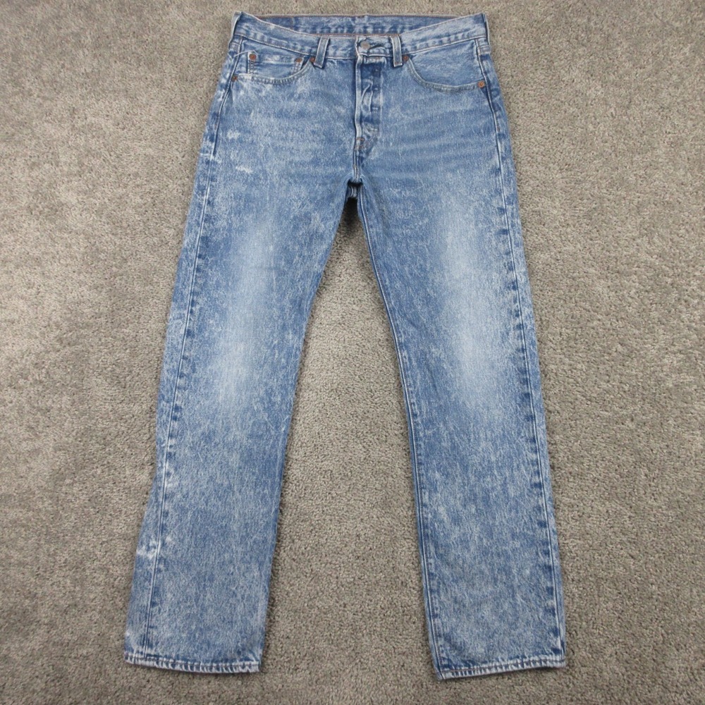 Levis Jeans Mens 31x30 Blue 501 Button Fly Original Straight Acid Wash Denim